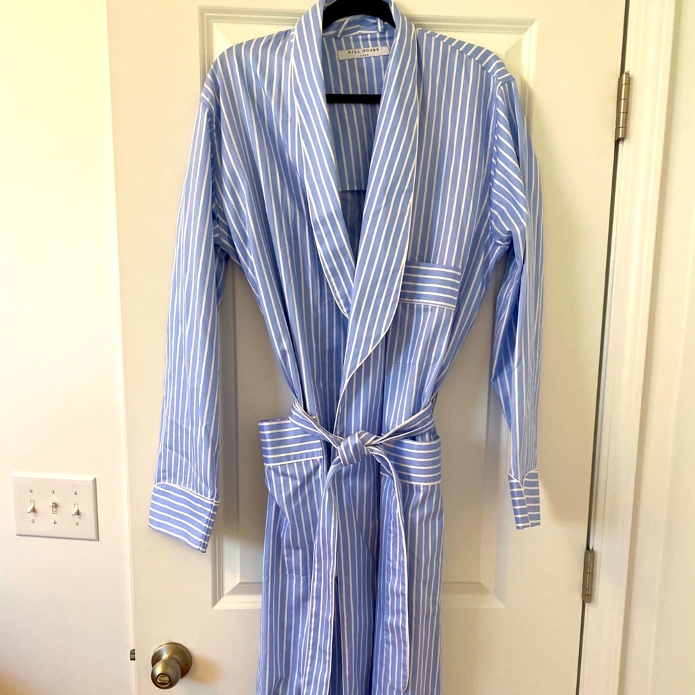 Hill House Blue and White Striped Robe